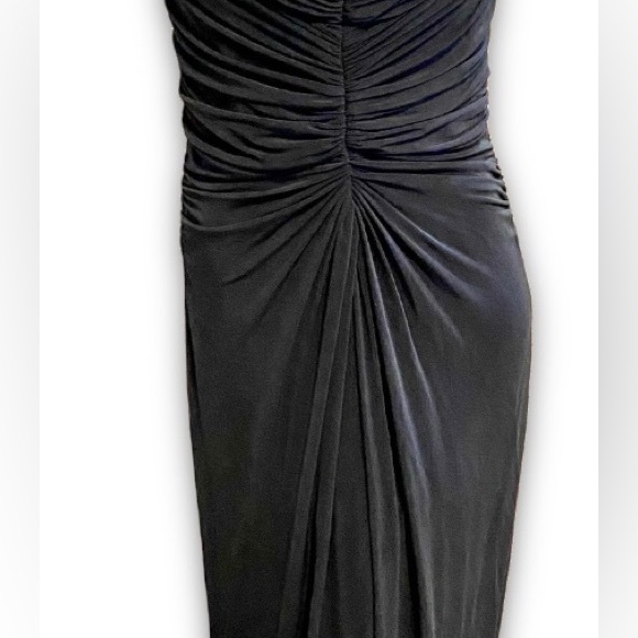 Tadashi Draped Rushed Hourglass Slinky Deep V Gown Formal Midi Dress XL - Picture 5 of 12